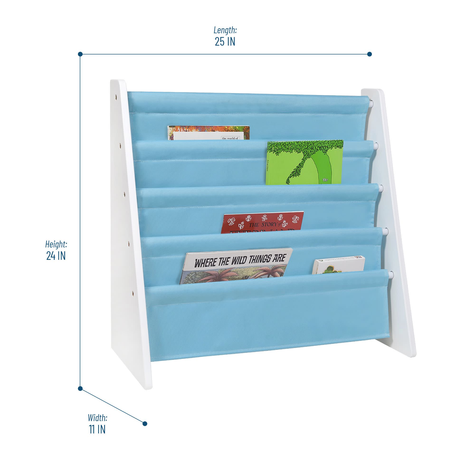 Premium Sling Bookshelf - White w/ Aqua