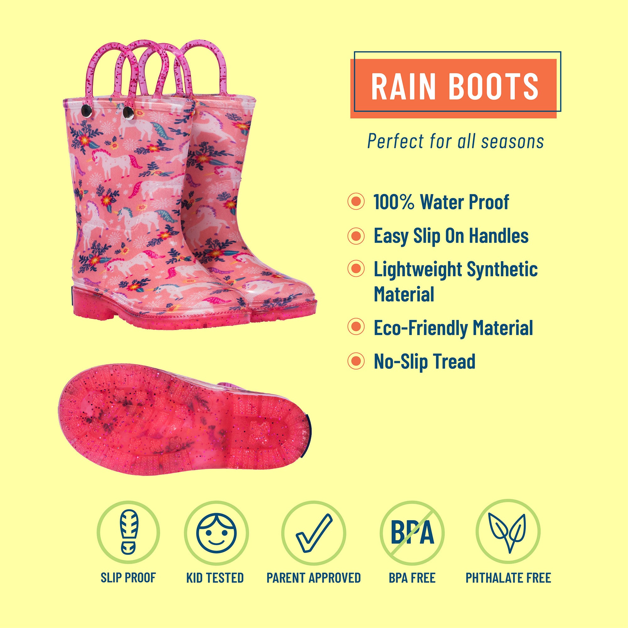 Magical Unicorns Rain Boots, size  5