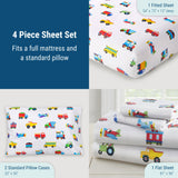 Trains, Planes & Trucks 100% Cotton Sheet Set - Full