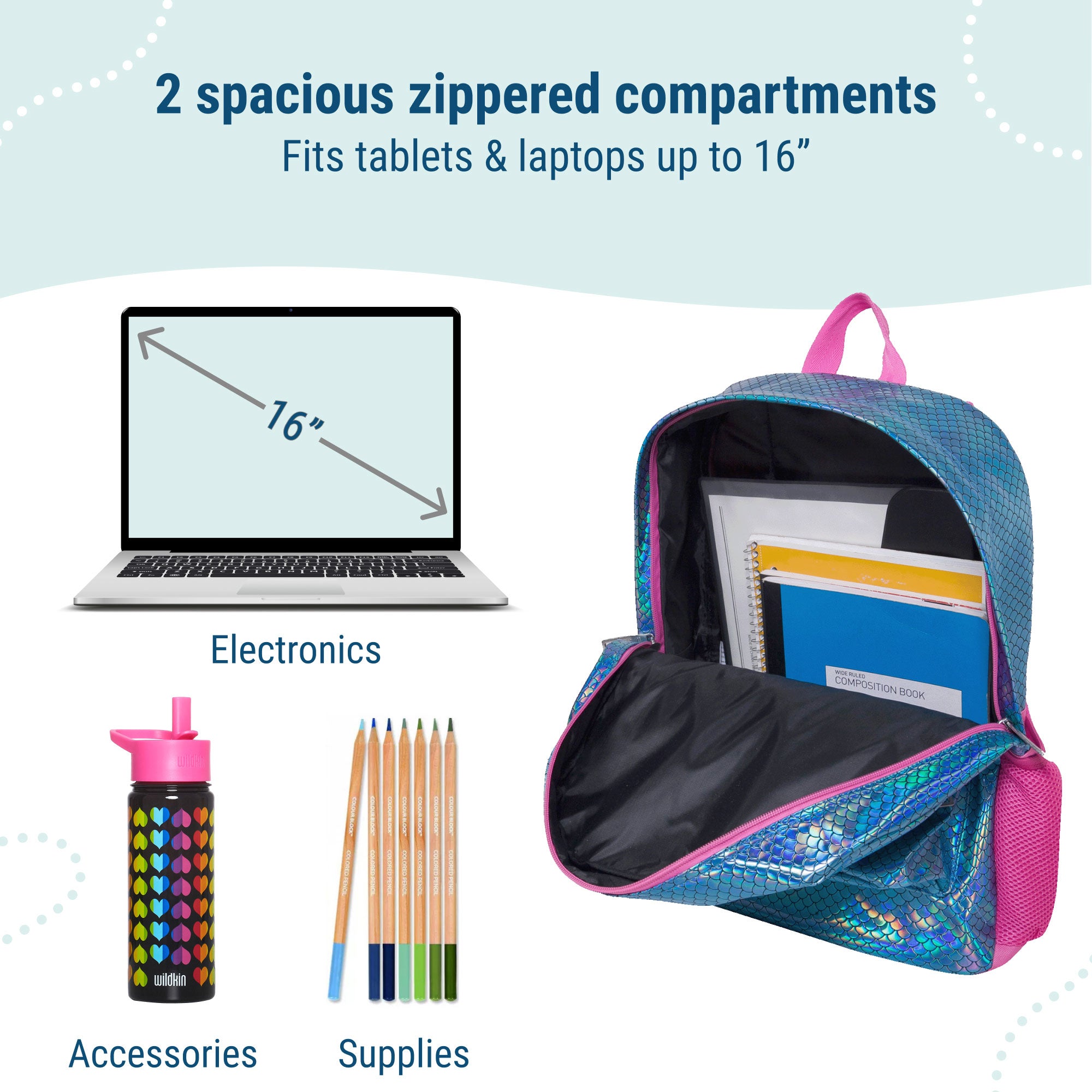 Mermaid Scales 16 Inch Backpack