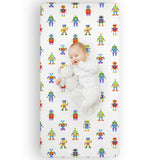 Robots Microfiber Fitted Crib Sheet