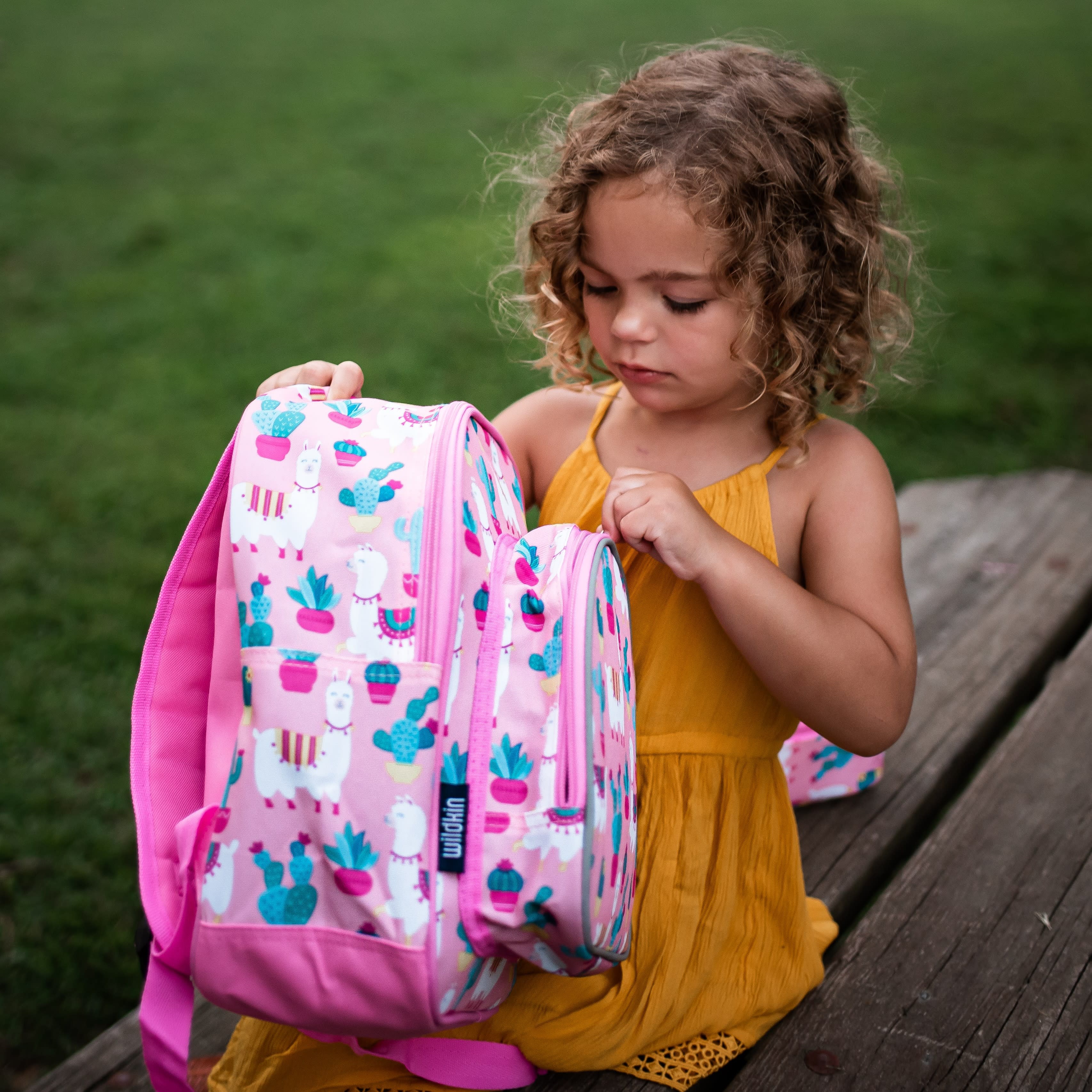 Llamas and Cactus Pink 12 Inch Backpack