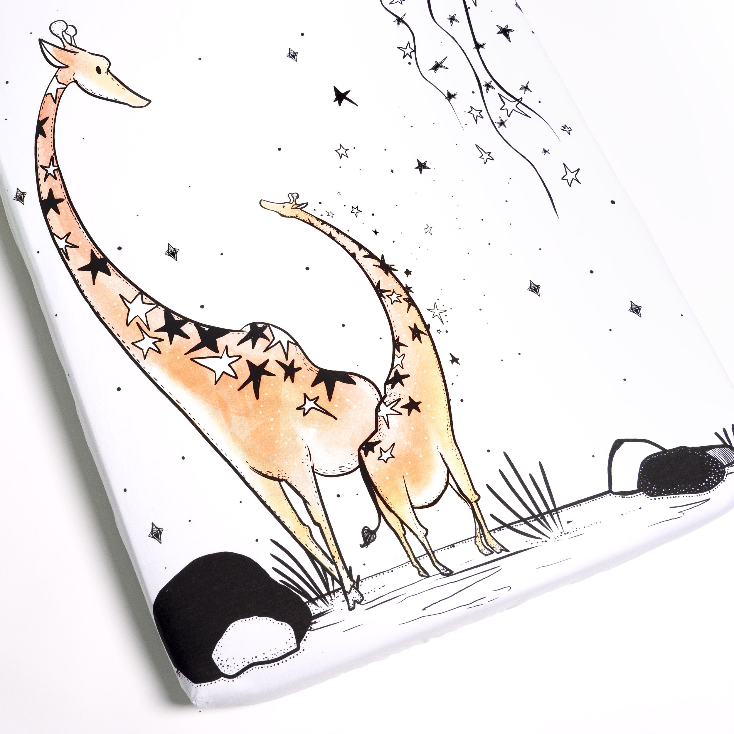 Fitted Mini Crib Sheet - Giraffe & A Calf