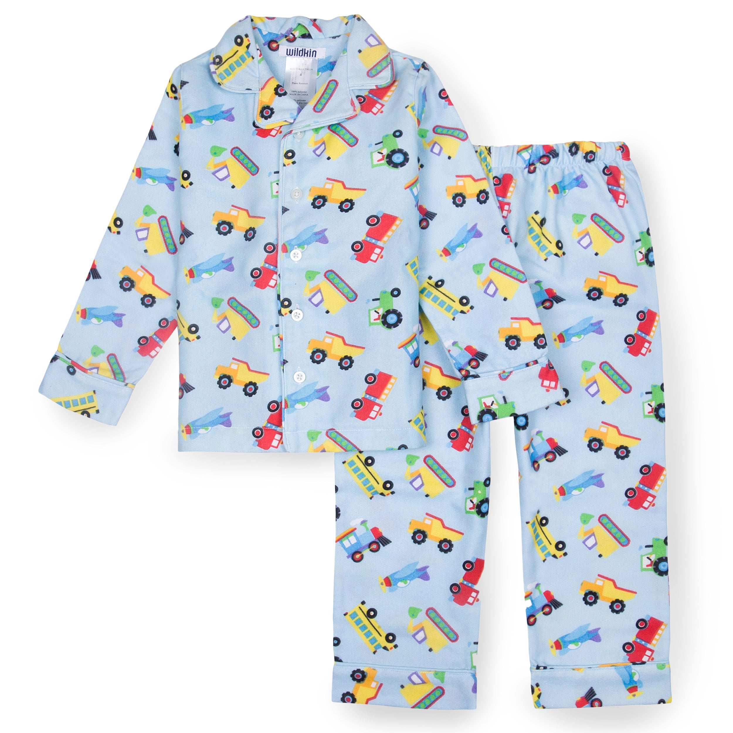 Trains, Planes & Trucks Flannel Pajamas, Size 8