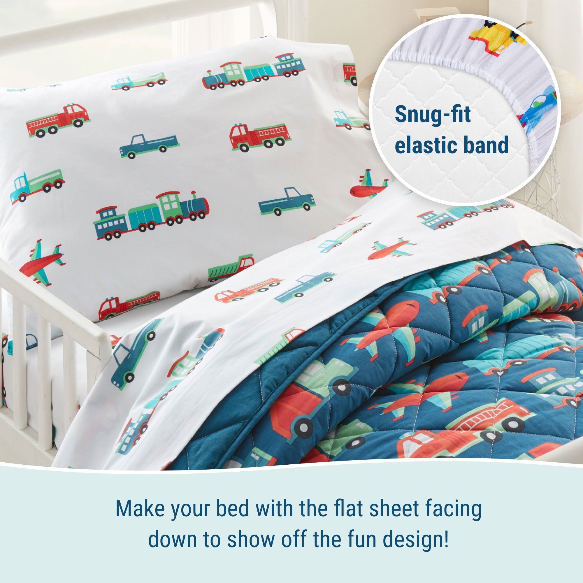 Transportation 100% Cotton Percale Sheet Set