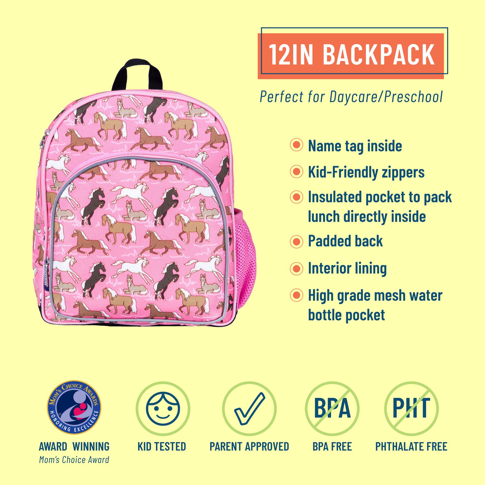 Horses in Pink 12 Inch Backpack