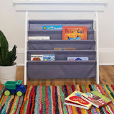 Modern Sling Bookshelf - White w/ Gray