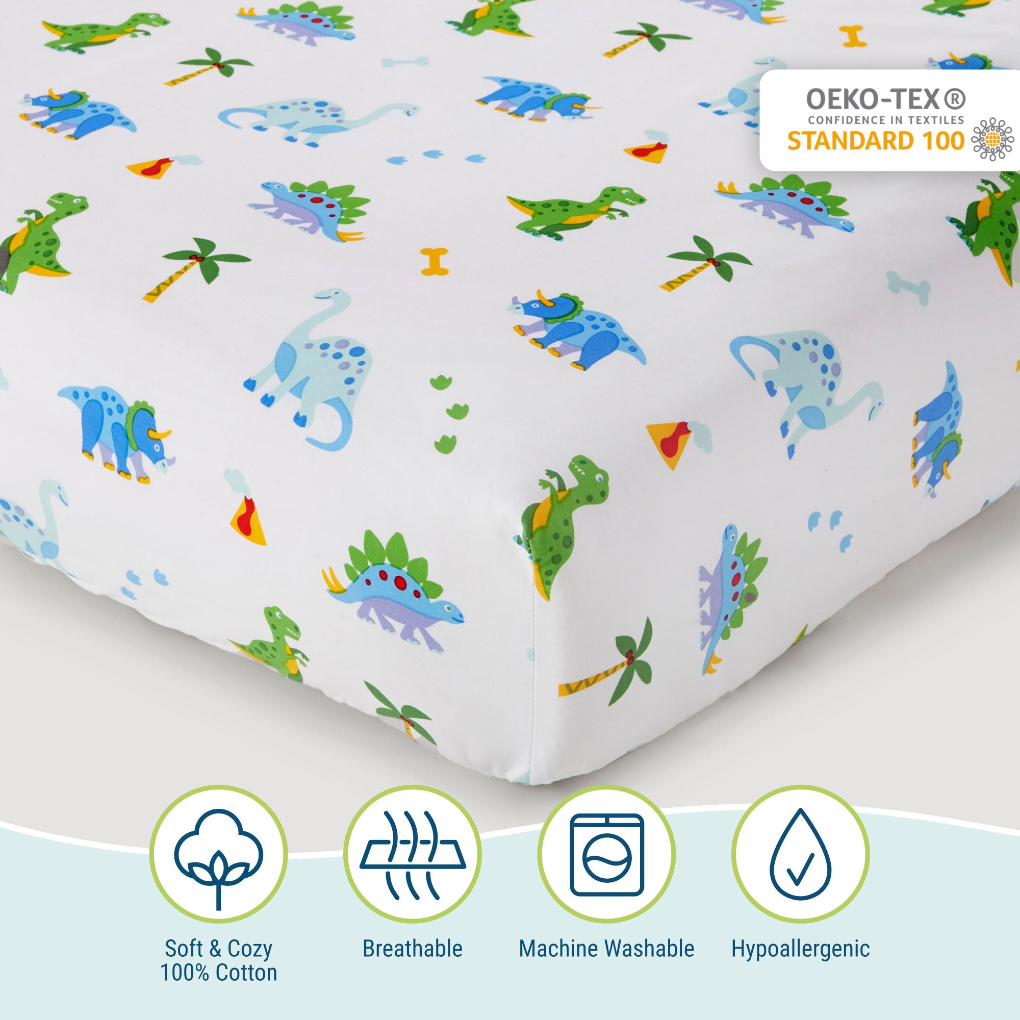 Dinosaur Land 100% Cotton Sheet Set - Toddler