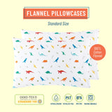 Jurassic Dinosaurs 100% Cotton Flannel Pillow Cases - 2 pack