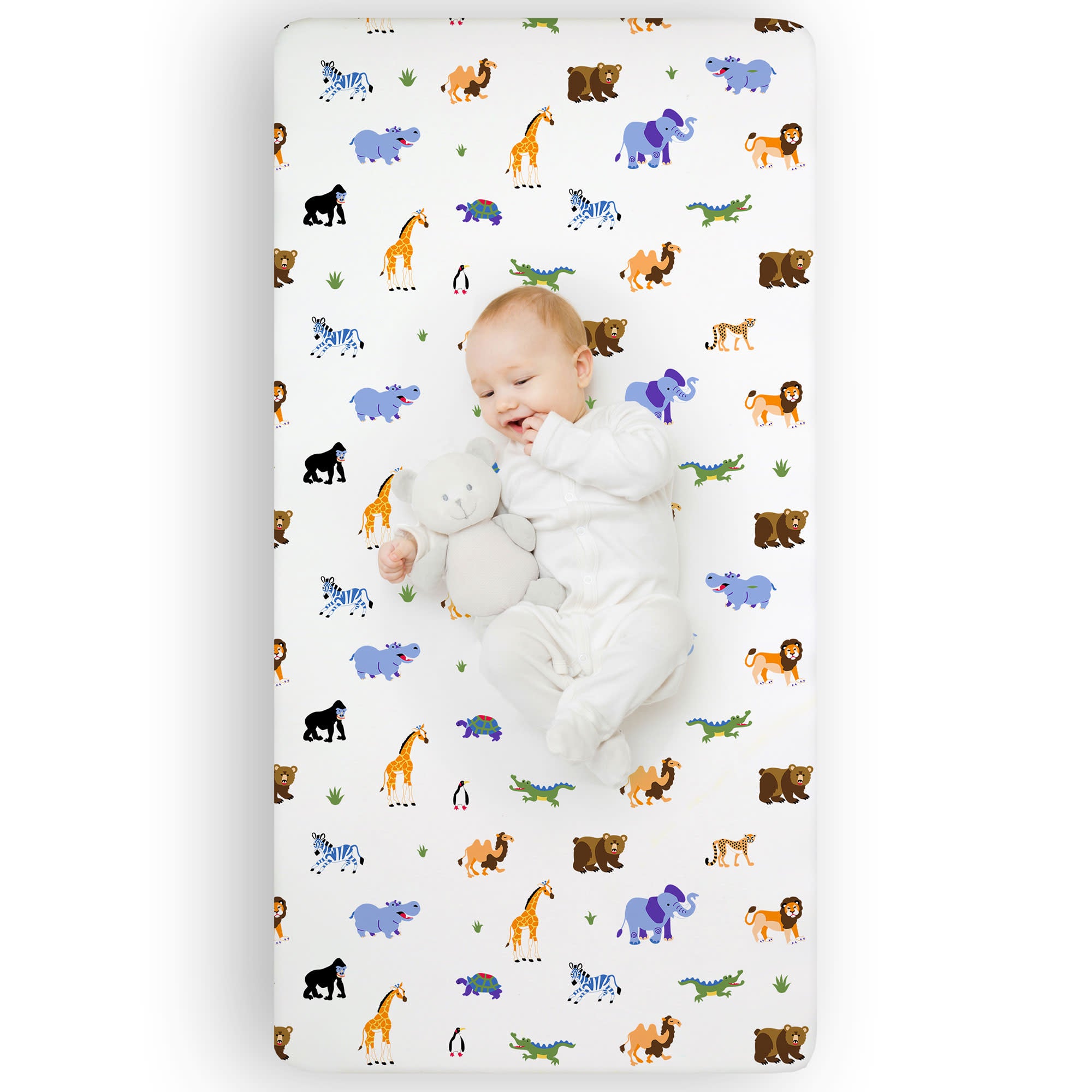 Wild Animals Microfiber Fitted Crib Sheet