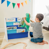 Vegan Leather Original Sling Bookshelf - White Wood w/ Light Blue and Dark Blue