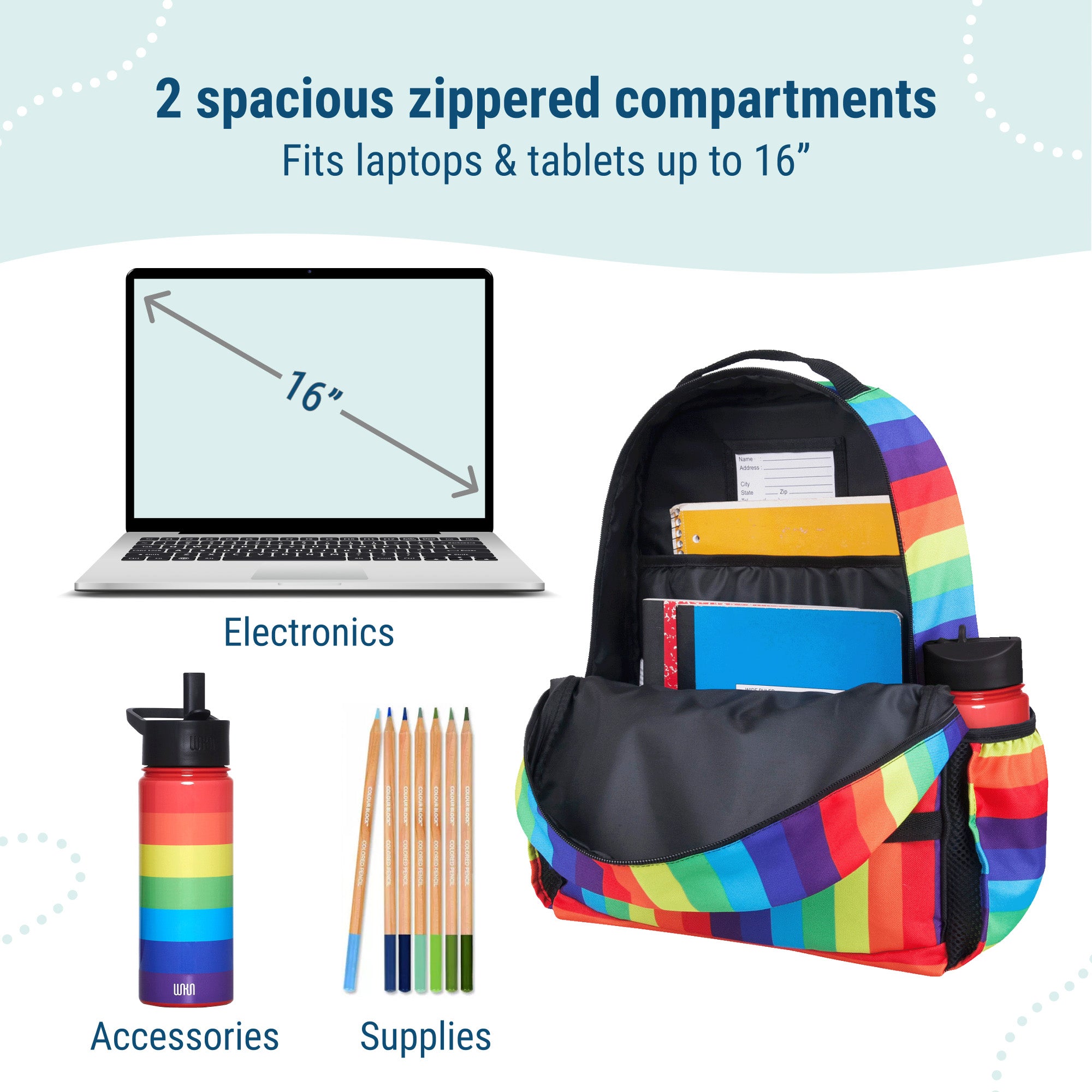 Rainbow Stripe ECO rPET Next Gen Backpack - 17 Inch / 18L