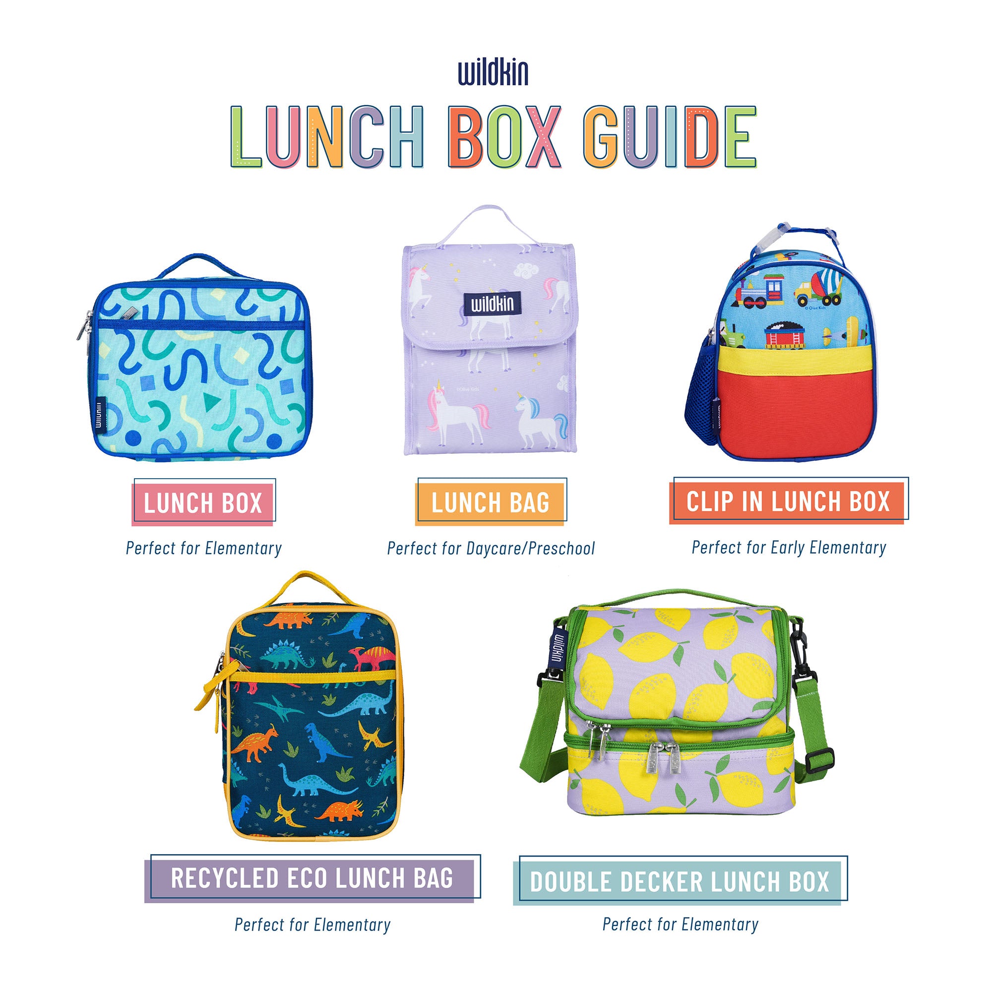 Wildkin Kids Recycled Eco Lunch Bag - Blue Stripes
