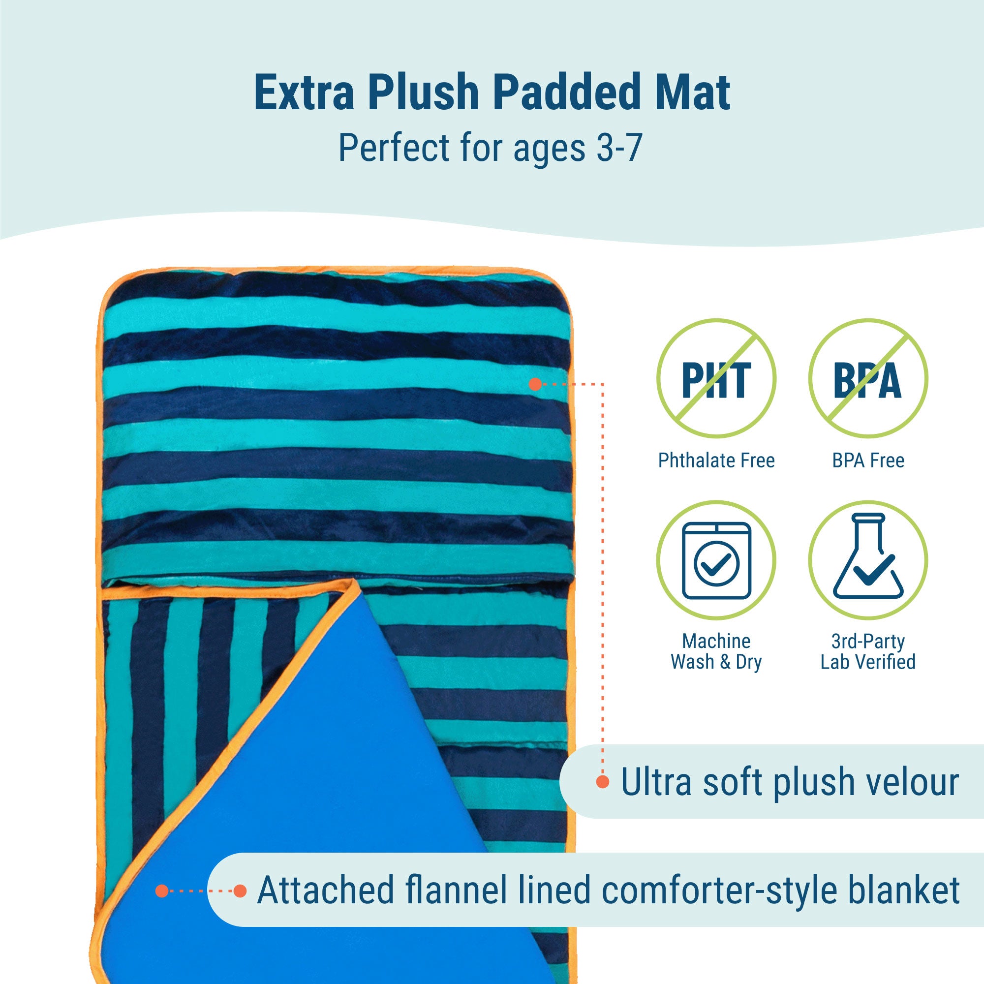 Blue Stripes Plush Nap Mat