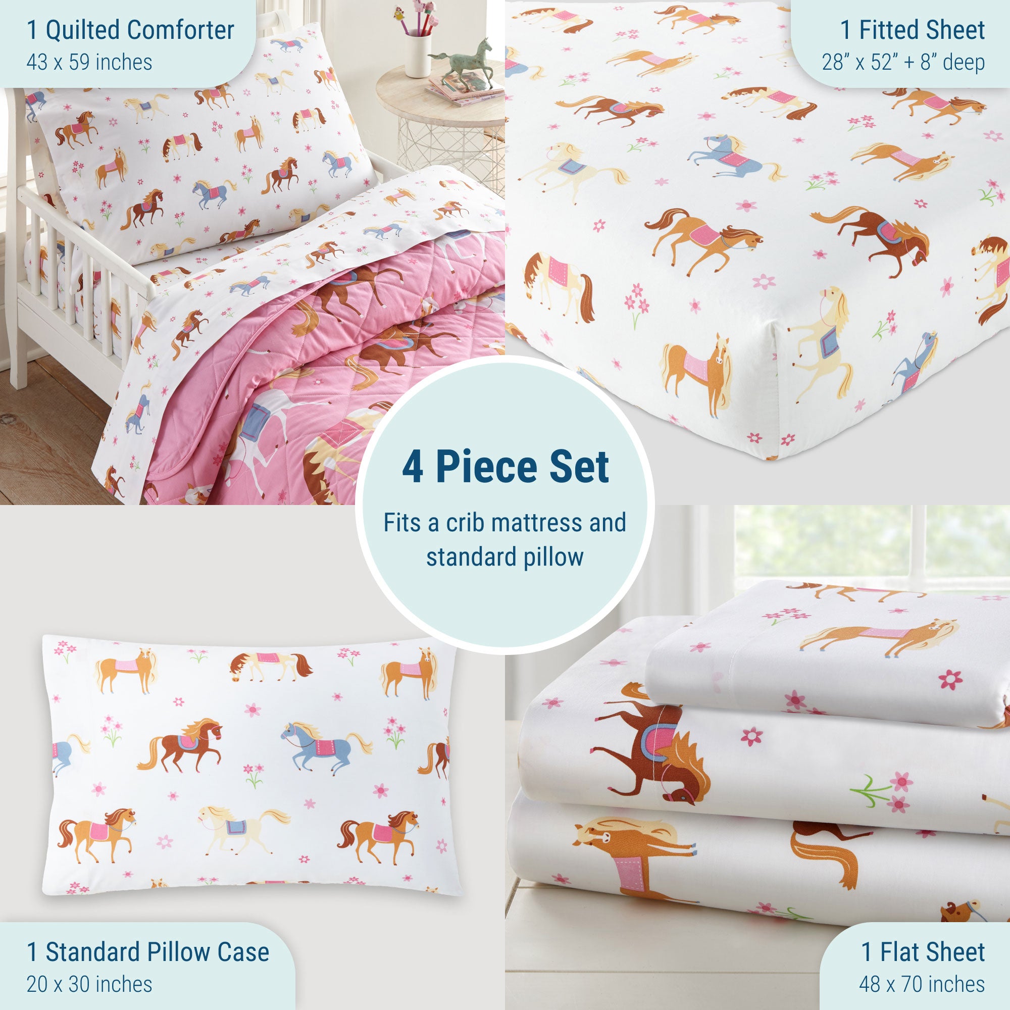 Horses 4 pc Cotton Bed in a Bag - Toddler