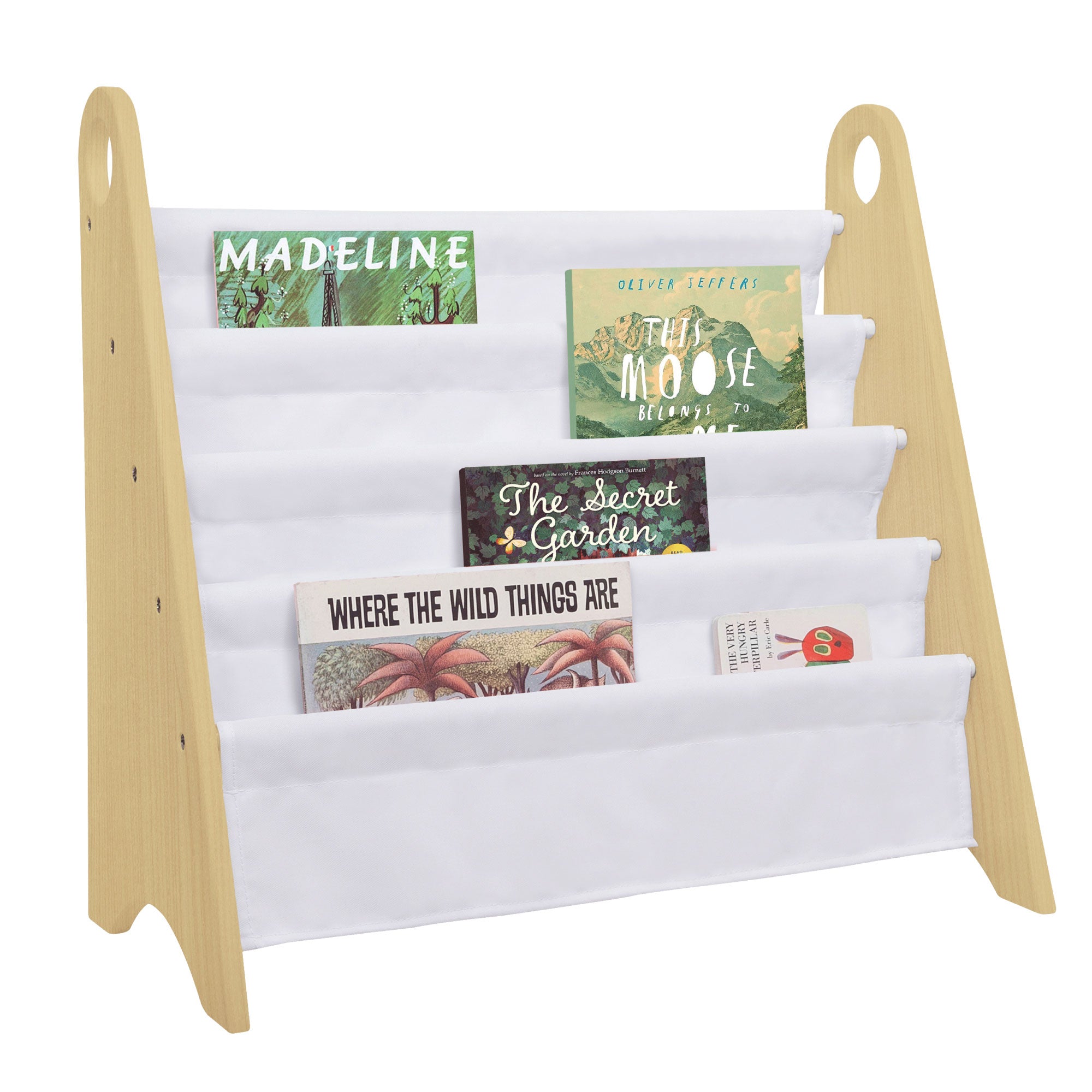 Modern Sling Bookshelf - Natural w/ White