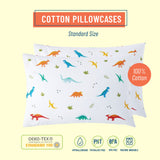 Jurassic Dinosaurs 100% Cotton Percale Pillow Cases - 2 pack