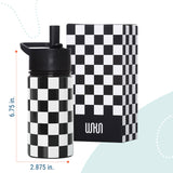 Black and White Checkered 14 oz Steel Water Bottle