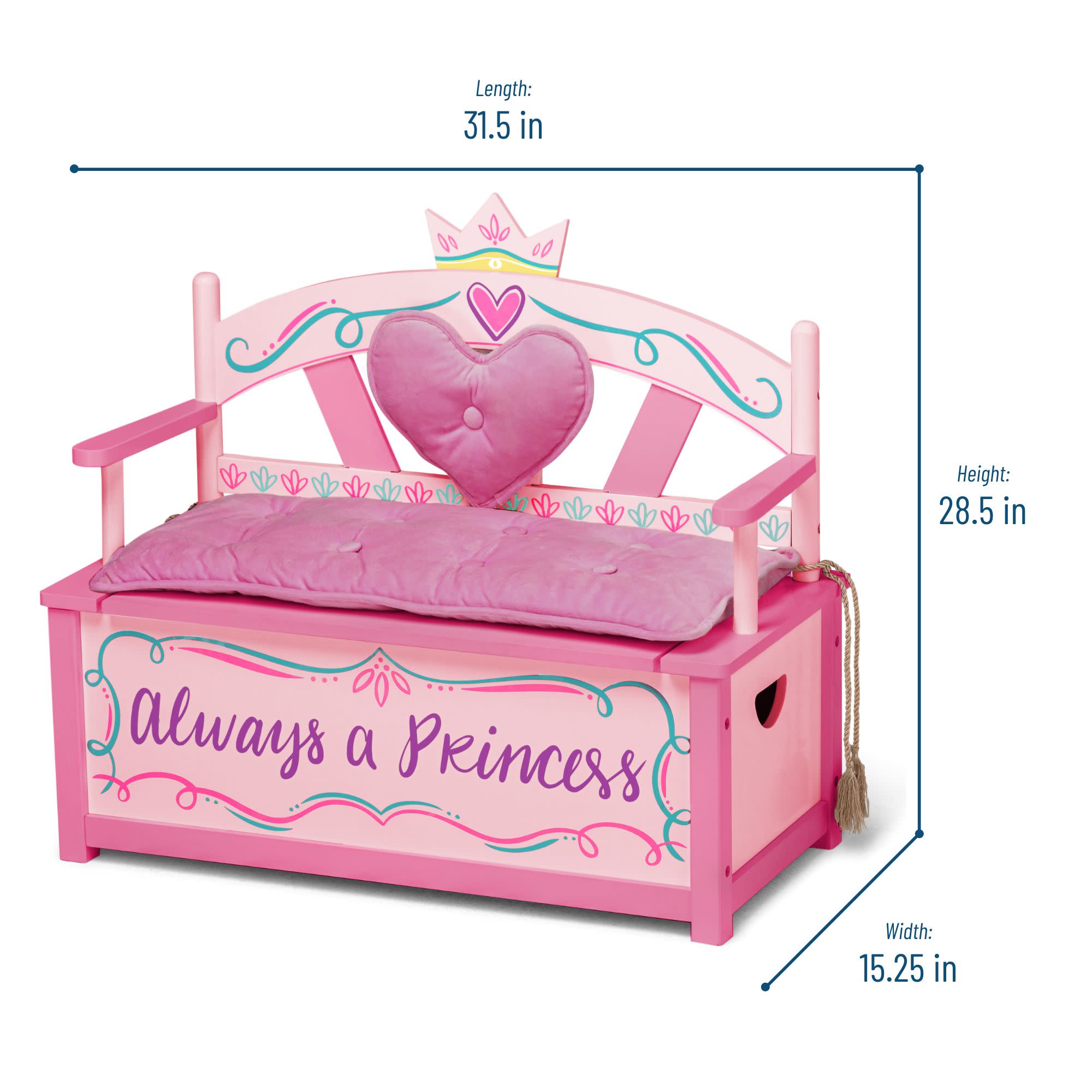 Princess Bench Seat w/ Storage - Pink