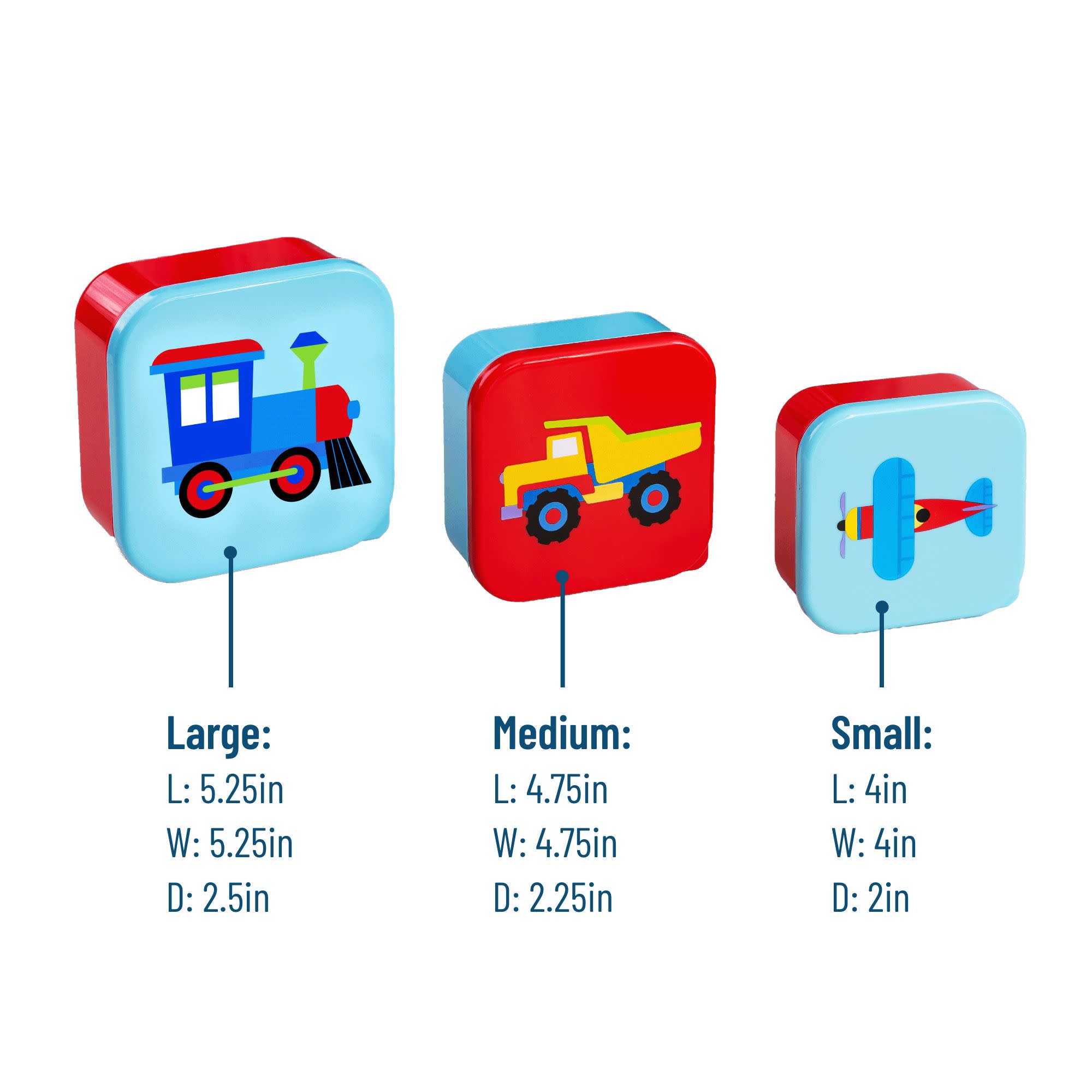 Trains, Planes & Trucks Nested Snack Containers