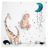 100% Cotton Baby Milestone Blanket Swaddle - Giraffe and a Calf