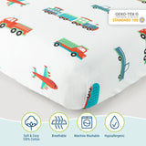 Transportation 100% Cotton Percale Fitted Crib Sheet
