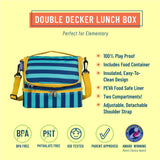Blue Stripes Two Compartment Lunch Bag