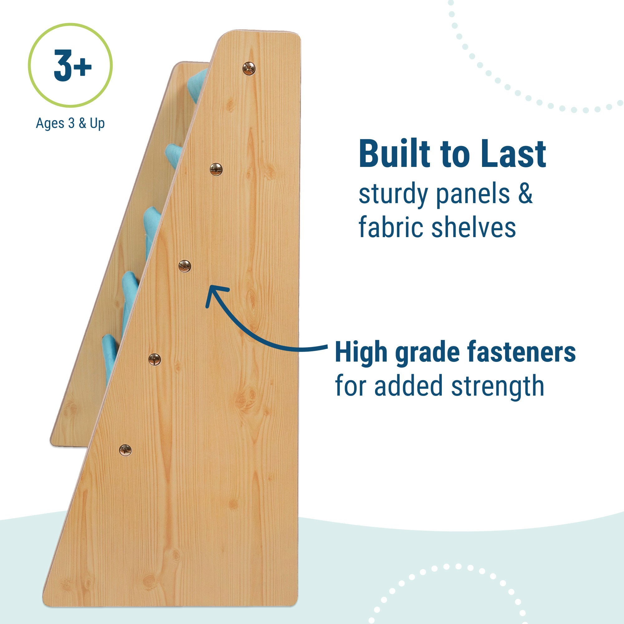 Premium Sling Bookshelf - Natural w/ Aqua