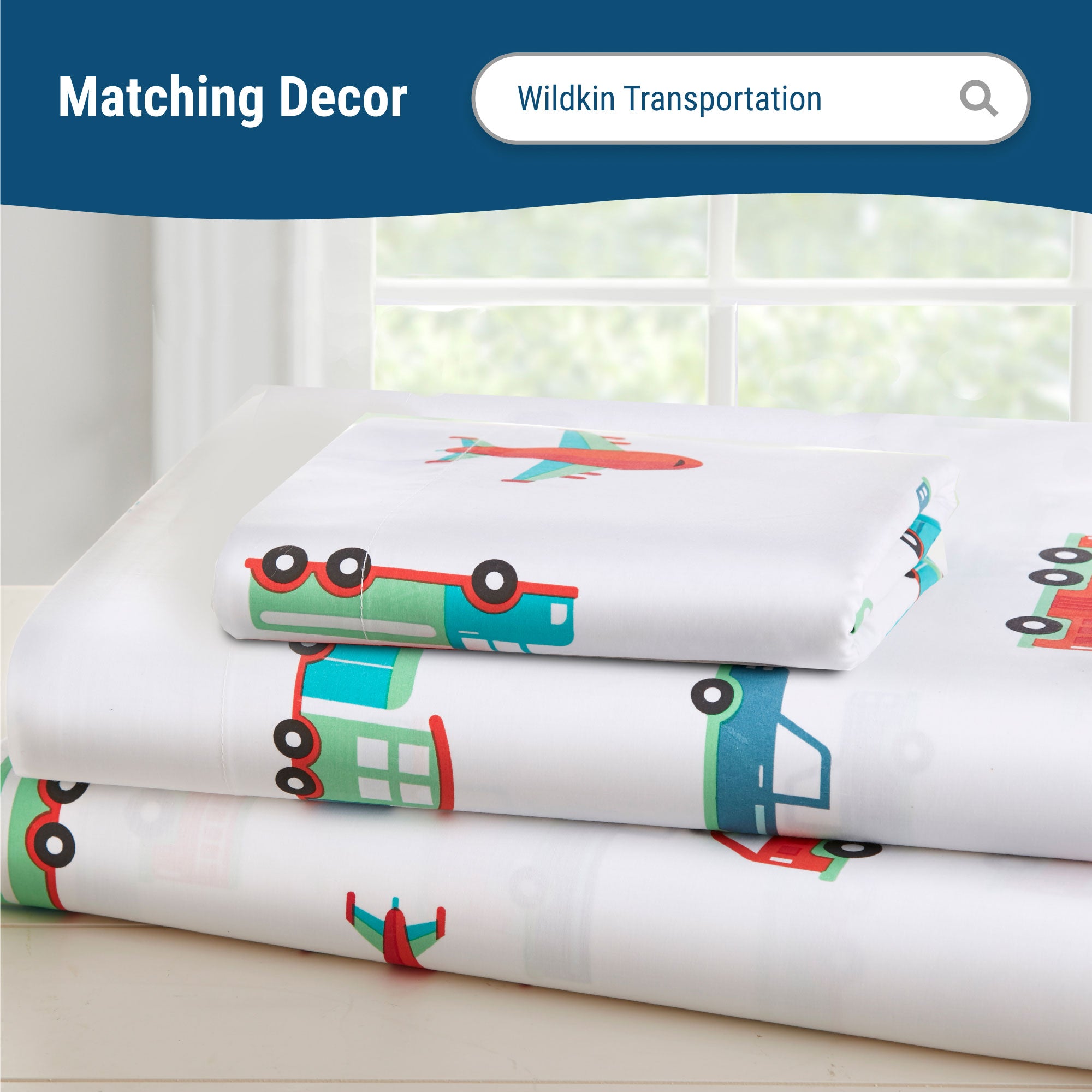 Transportation 100% Cotton Percale Fitted Crib Sheet