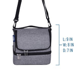 Gray Tweed Two Compartment Lunch Bag