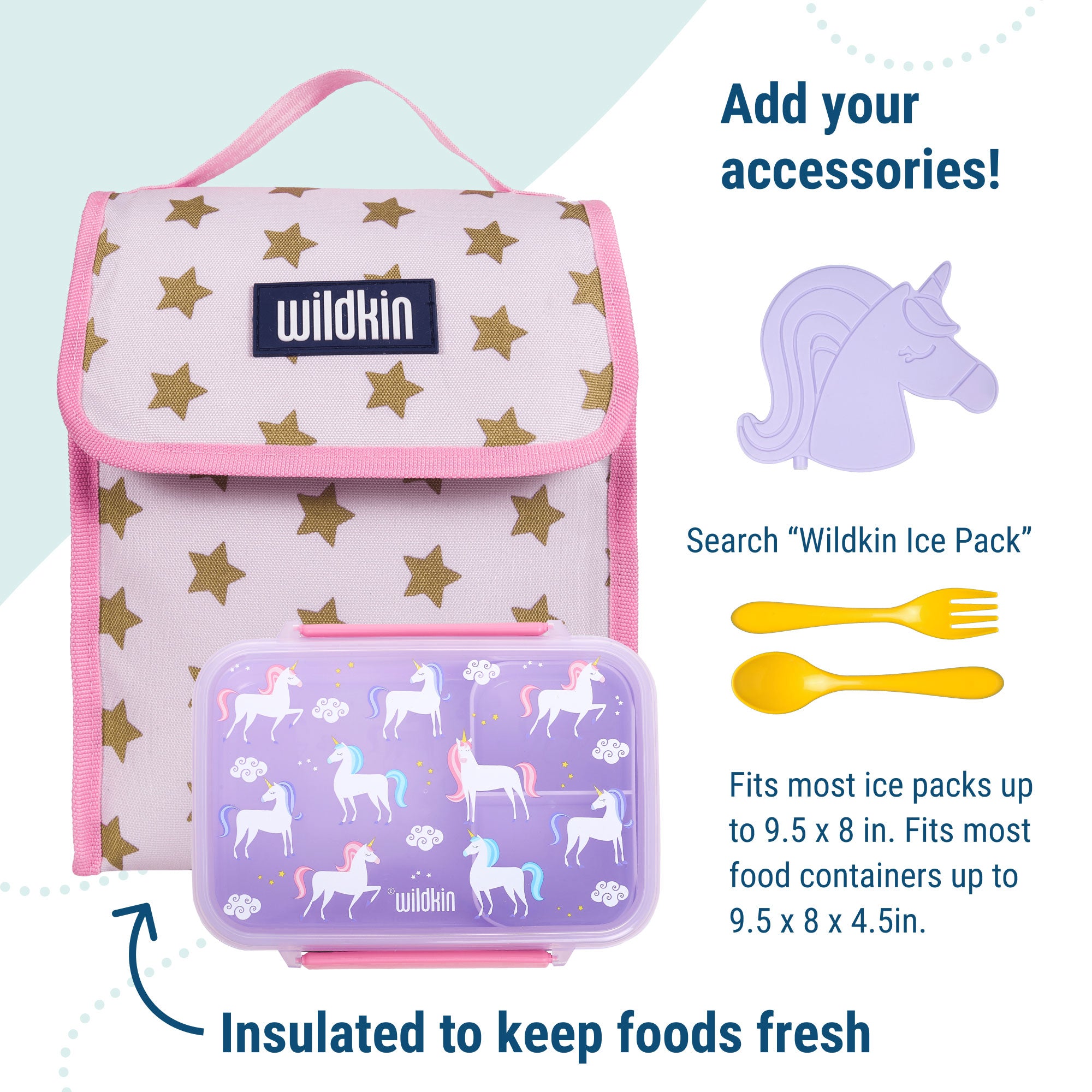 Pink and Gold Stars Lunch Bag