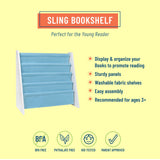 Premium Sling Bookshelf - White w/ Aqua