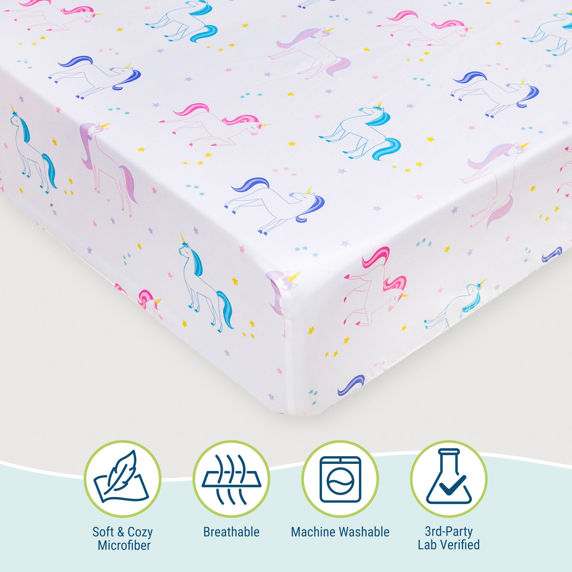 Unicorn Microfiber Fitted Crib Sheet