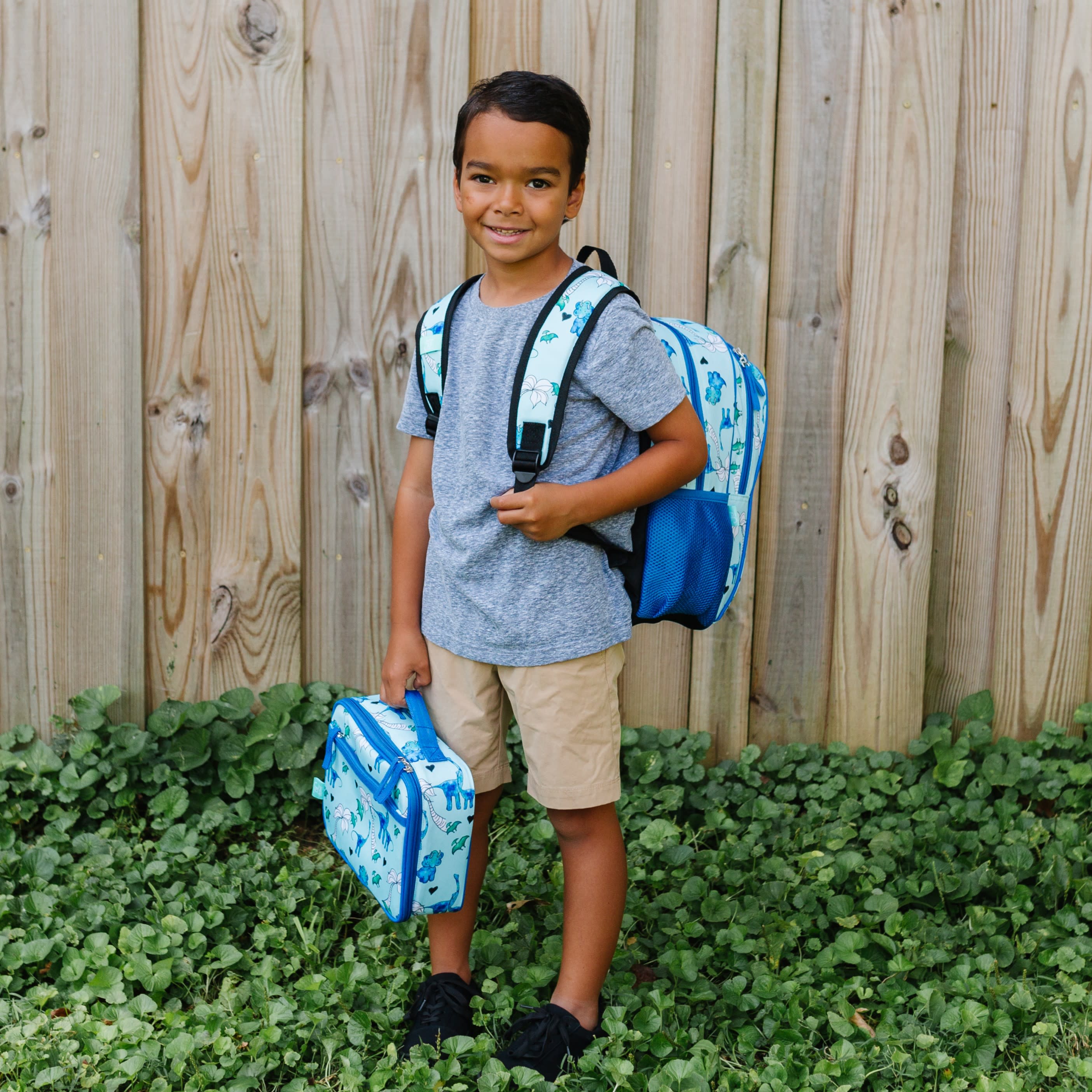 Blue Dino 15 Inch Backpack