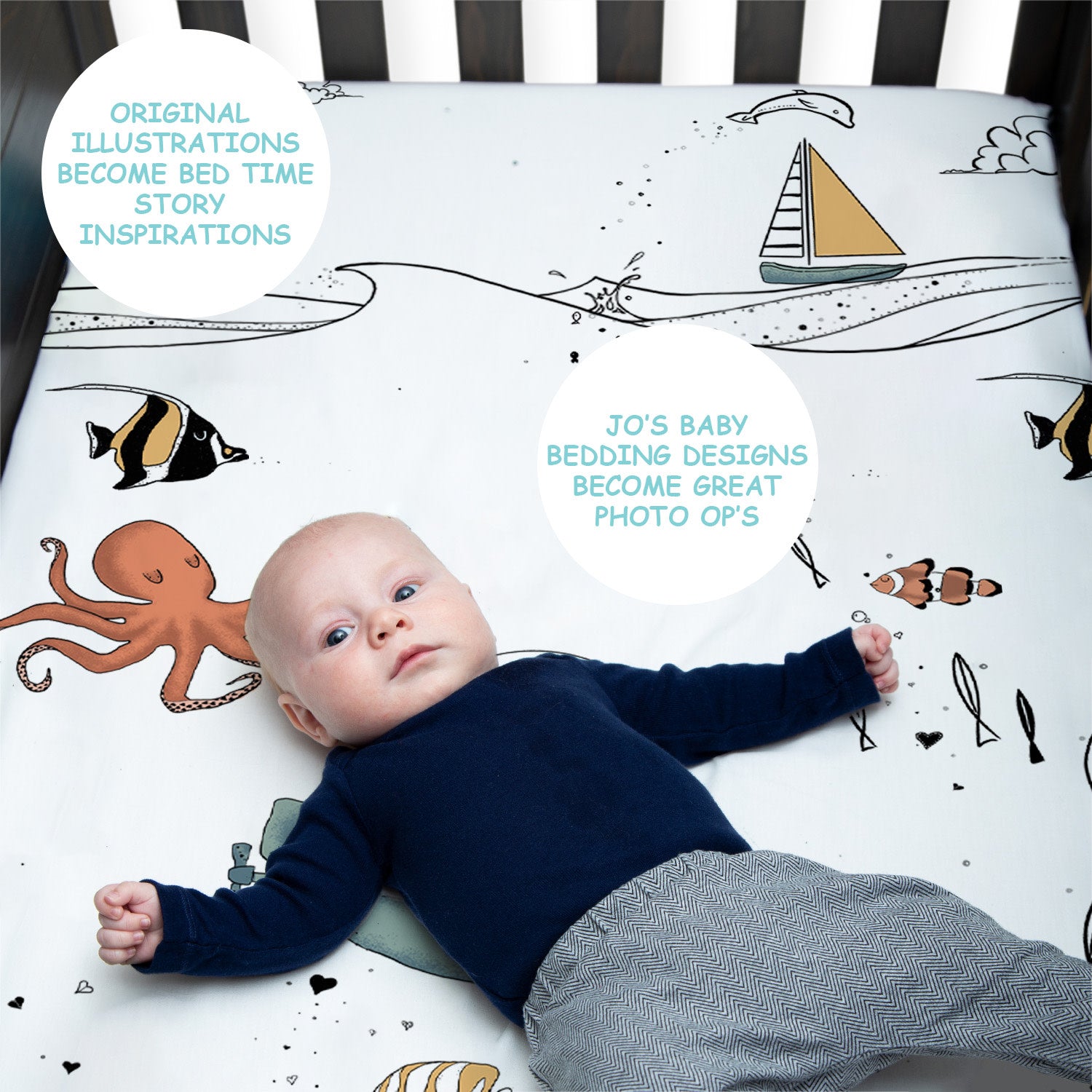 100% Cotton Fitted Crib Sheet - Octopus Treasure