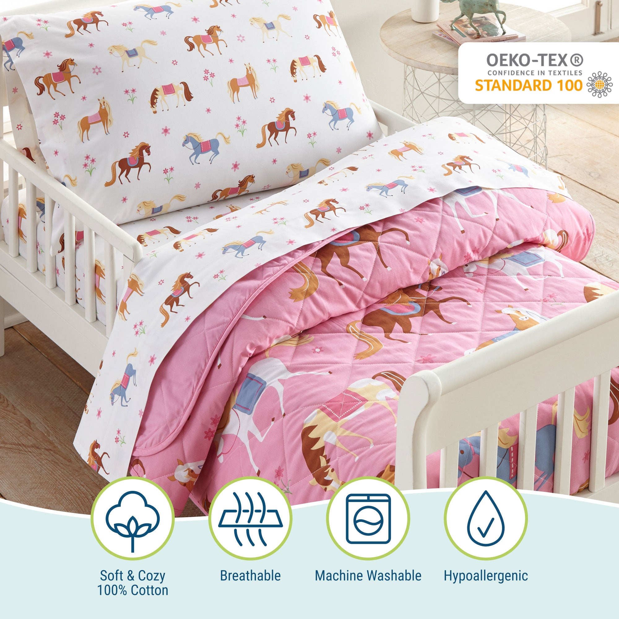Horses 4 pc Cotton Bed in a Bag - Toddler