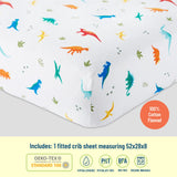 Jurassic Dinosaurs 100% Cotton Flannel Fitted Crib Sheet