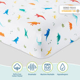 Jurassic Dinosaurs 100% Cotton Flannel Fitted Crib Sheet