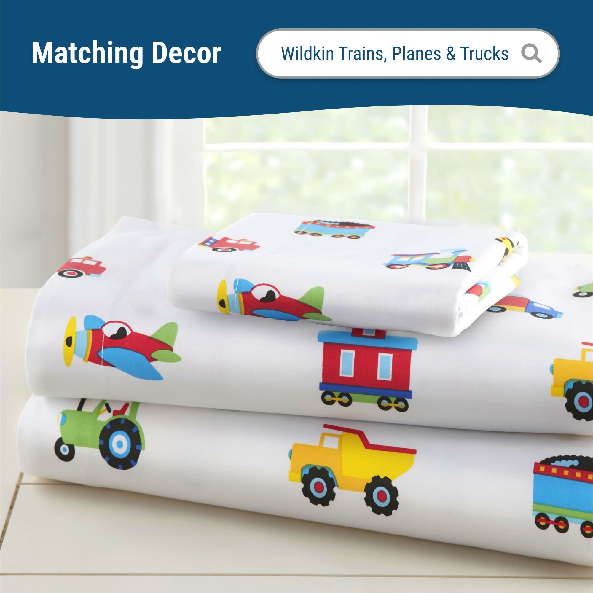 Trains, Planes & Trucks Microfiber Fitted Crib Sheet