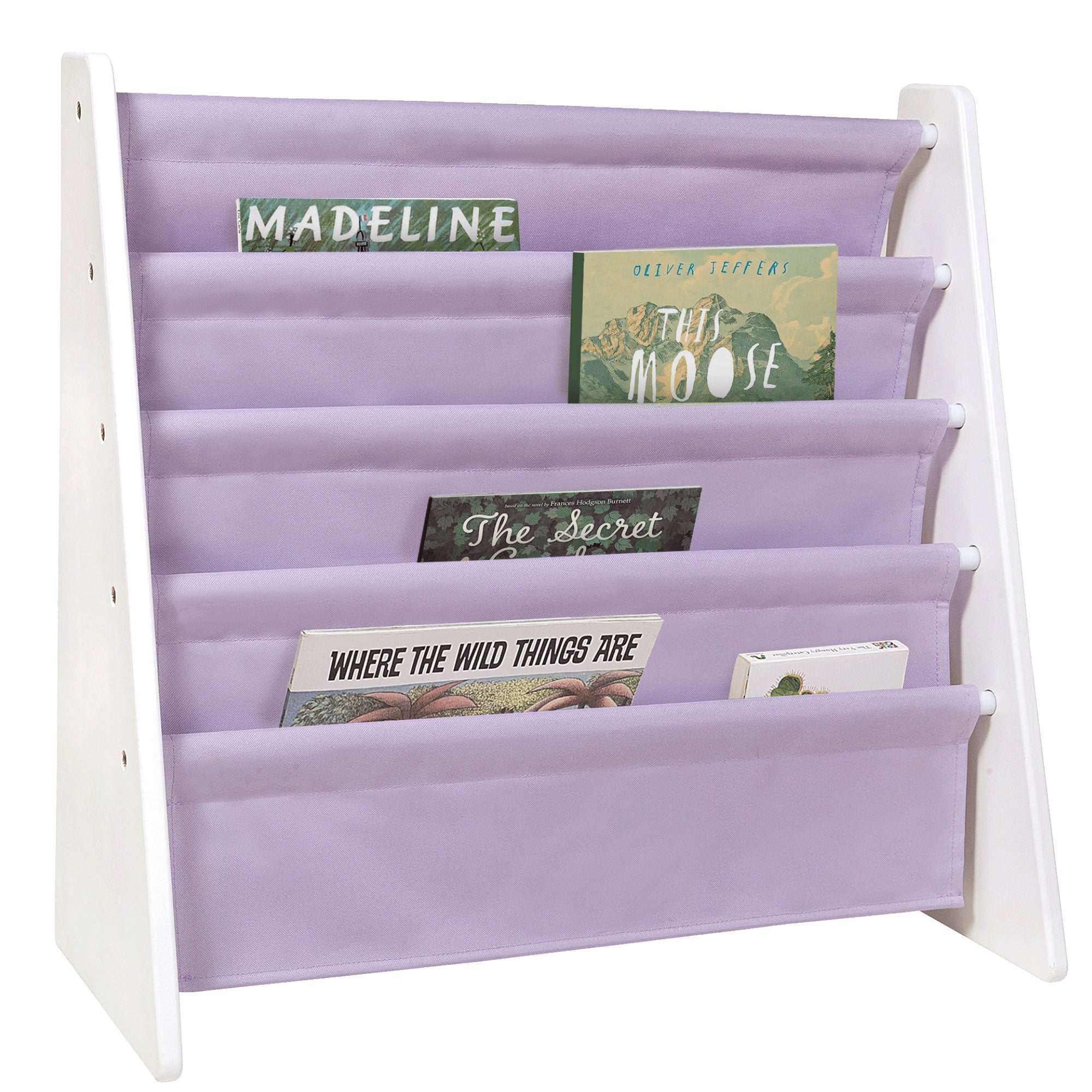 Premium Sling Bookshelf - White w/ Lilac