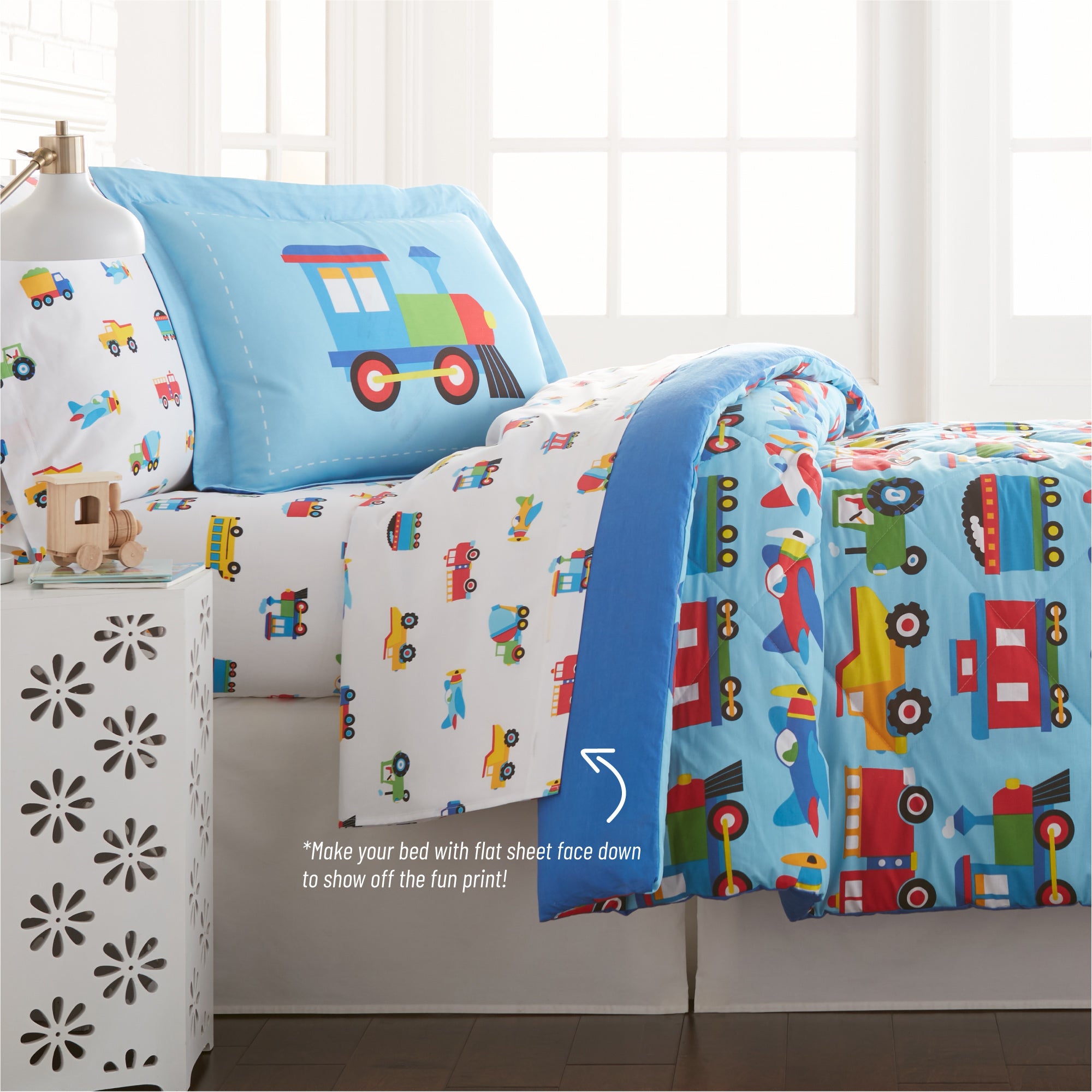 Trains Planes & Trucks 100% Cotton Flannel Sheet Set