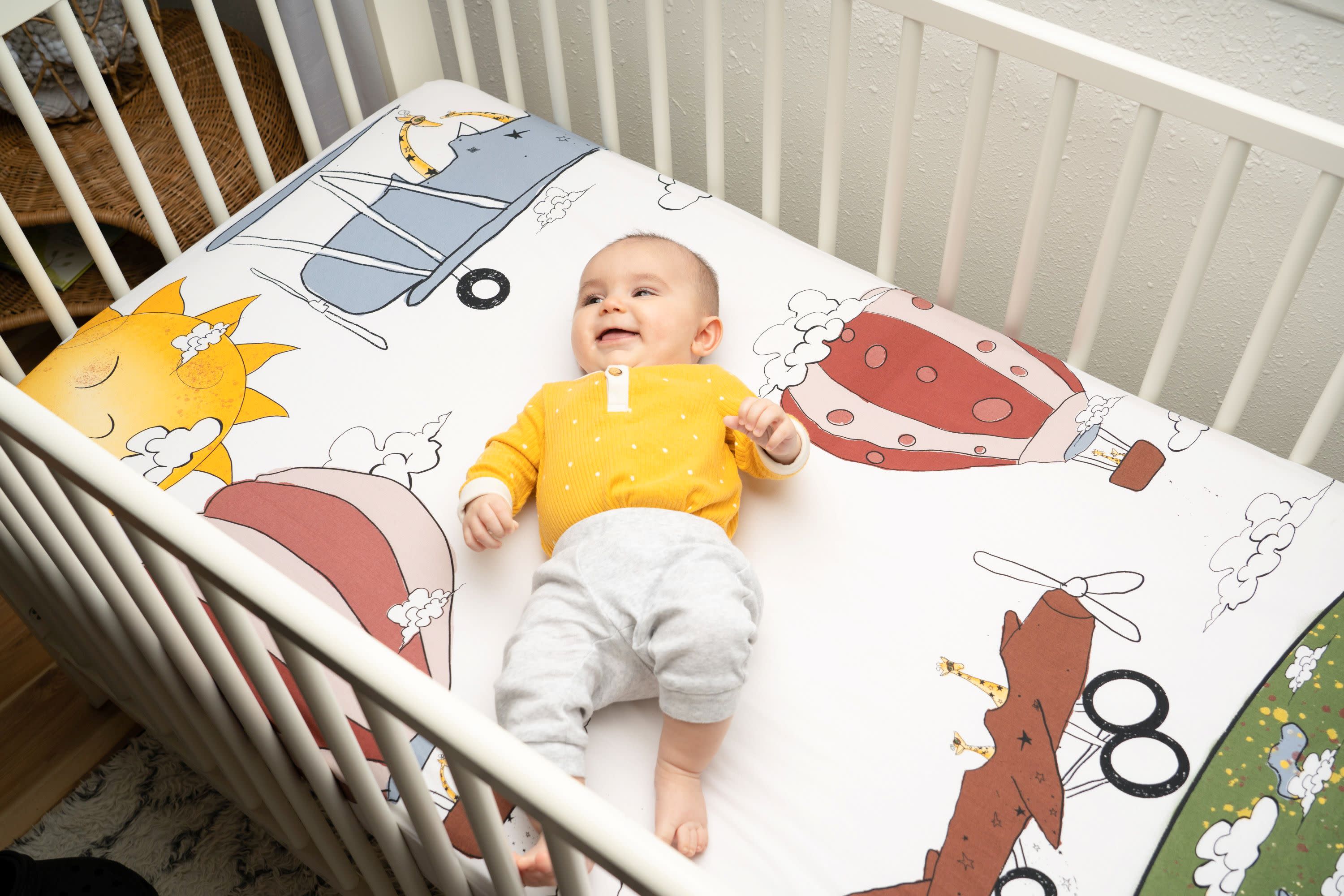 100% Cotton Fitted Crib Sheet - Take Flight