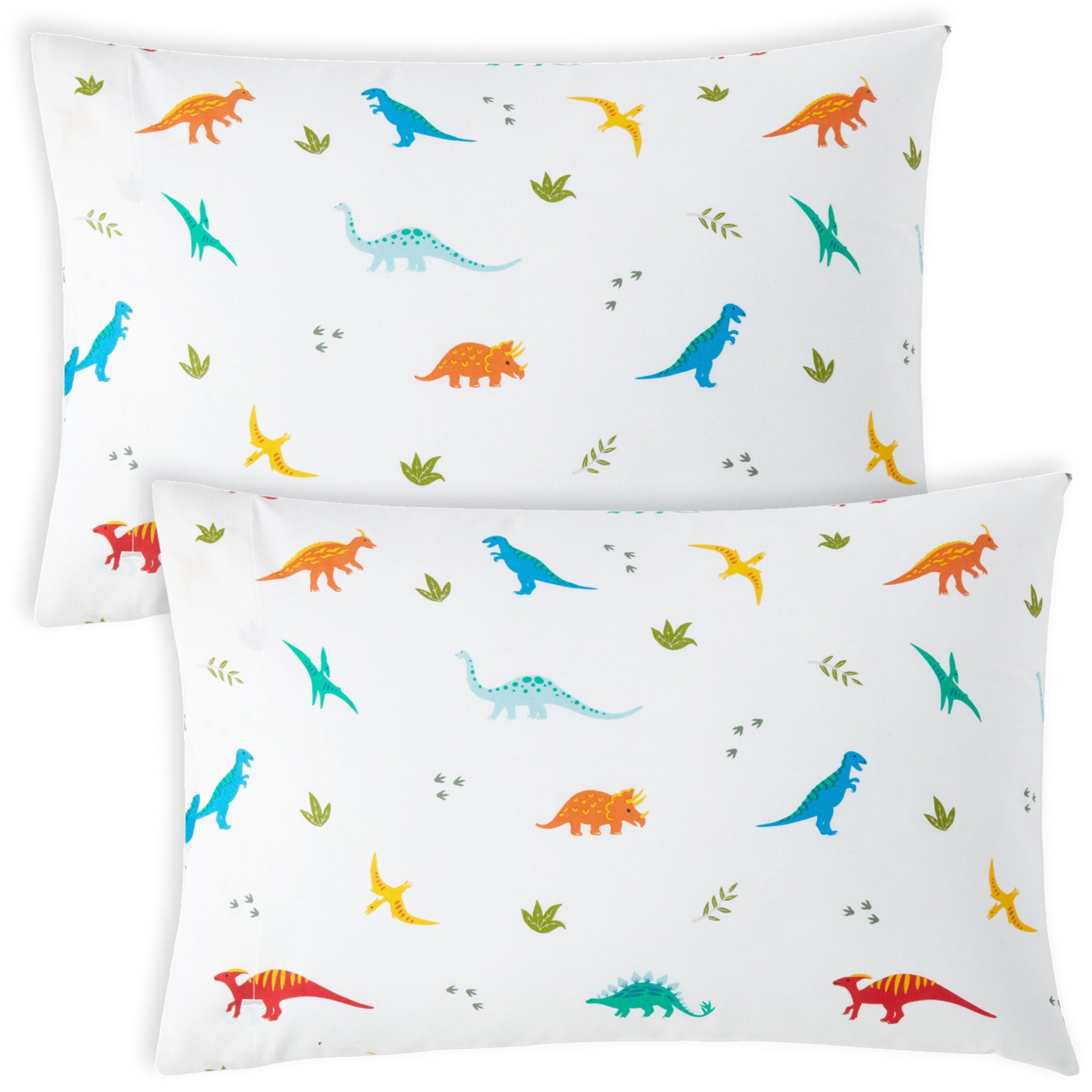 Jurassic Dinosaurs 100% Cotton Percale Pillow Cases - 2 pack