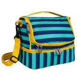 Blue Stripes Two Compartment Lunch Bag