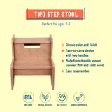 Two Step Stool - Oak Finish