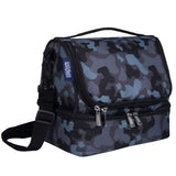 Black Camo Two Compartment Lunch Bag