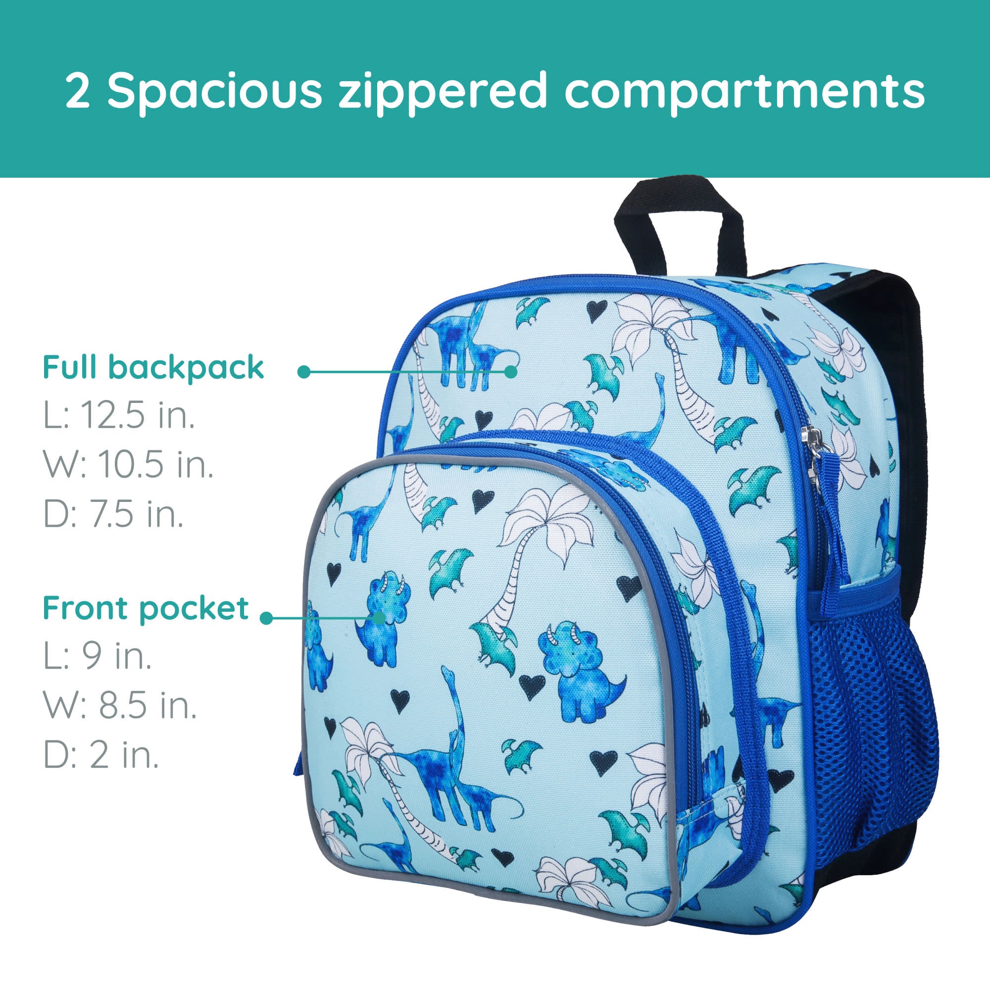 Blue Dino 12 Inch Backpack