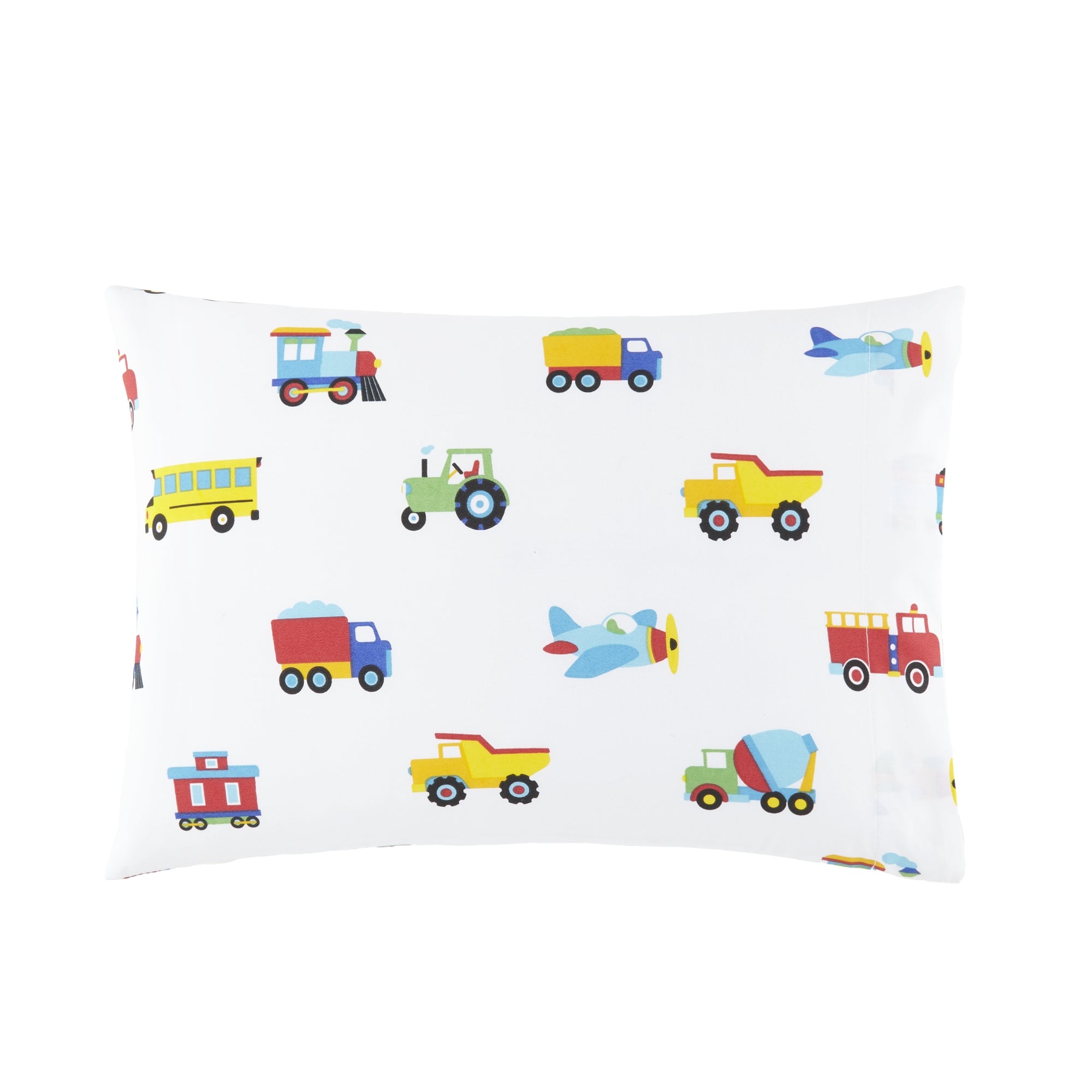 Trains, Planes & Trucks 100% Cotton Hypoallergenic Pillowcase - Toddler
