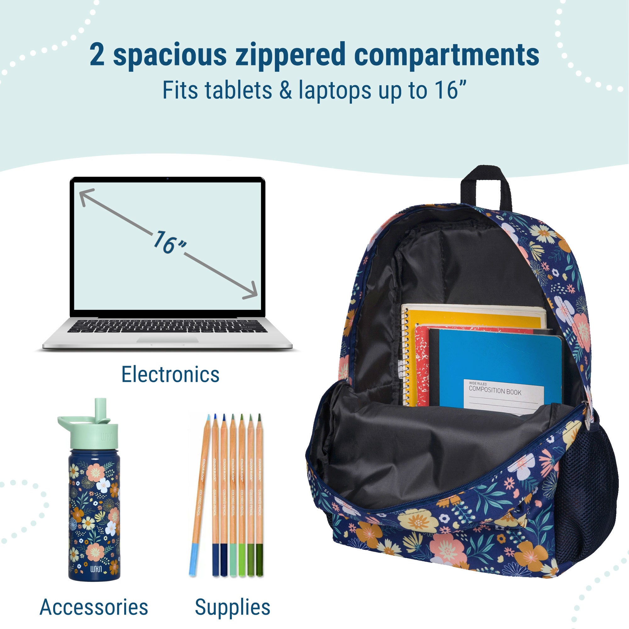 Wildflower Bloom 16 Inch Backpack