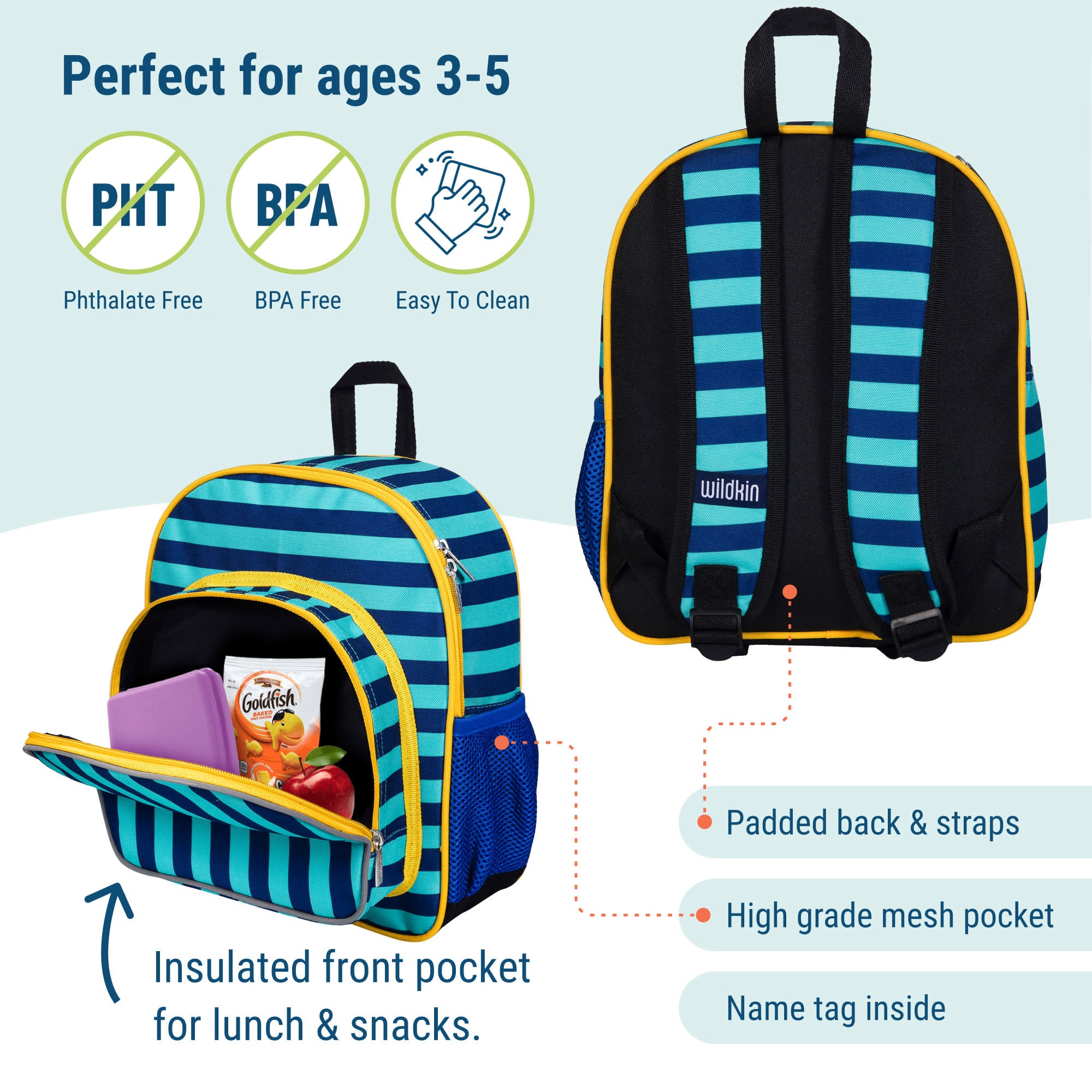 Blue Stripes 12 Inch Backpack